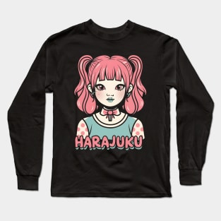 Harajuku fashion girl, anime style Long Sleeve T-Shirt